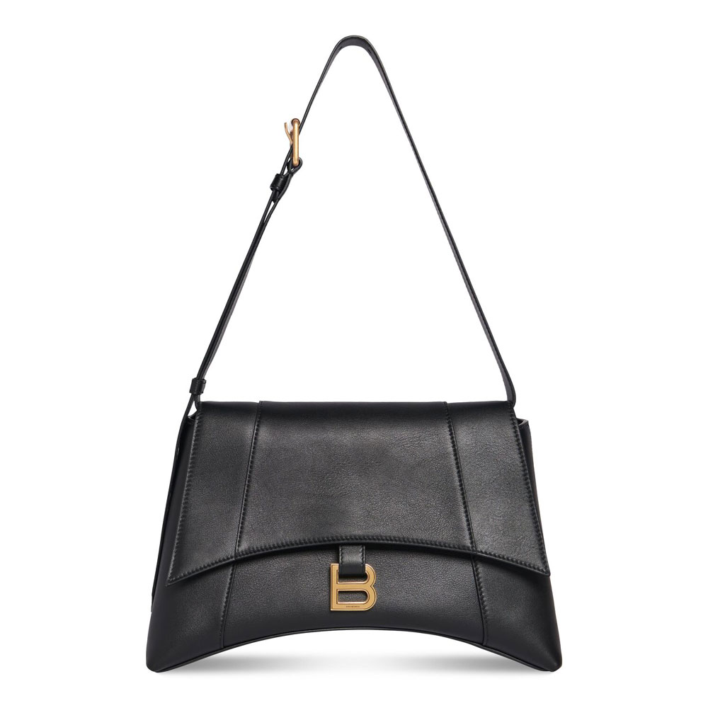 Balenciaga Downtown Medium Shoulder Bag in Black 671354 29S1M 1000: Image 1