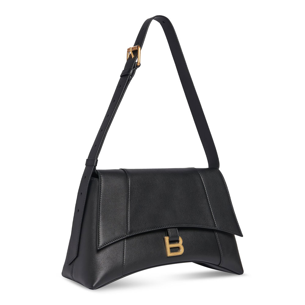 Balenciaga Downtown Medium Shoulder Bag in Black 671354 29S1M 1000: Image 2