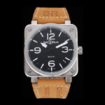 Bell Ross BR 01-94 Black Dial Silver Case Brown Leather Strap BR5609