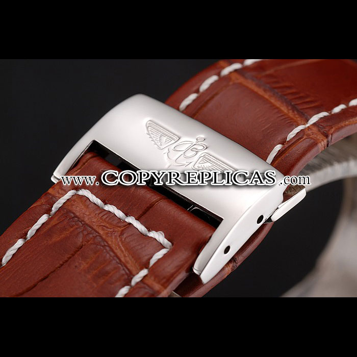 Breitling Transocean Beige Dial Brown Leather Strap Polished Stainless Steel Bezel BL5632: Image 4