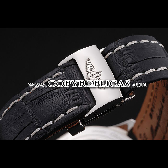 Swiss Breitling Navitimer Black Dial Stainless Stell Case Black Leather Strap BL5644: Image 4