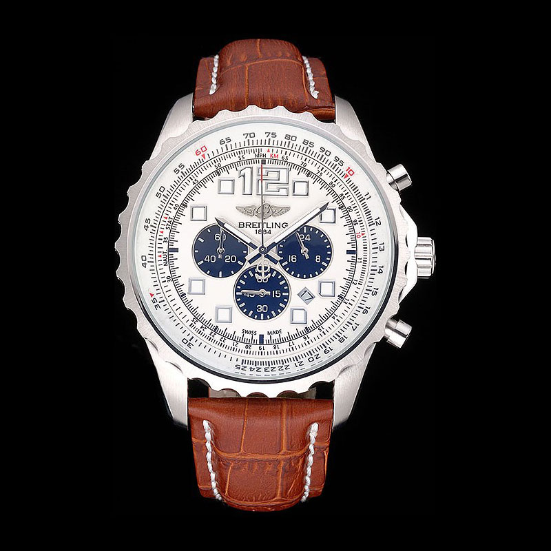 Breitling Navitimer Brown Leather Strap White Dial BL5658: Image 1