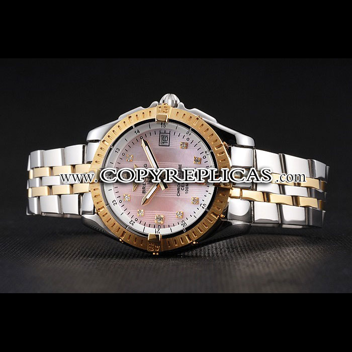 Breitling Colt Lady Pink Dial Diamond Hour Marks Gold Bezel Steel Case Two Tone Bracelet BL5675: Image 2