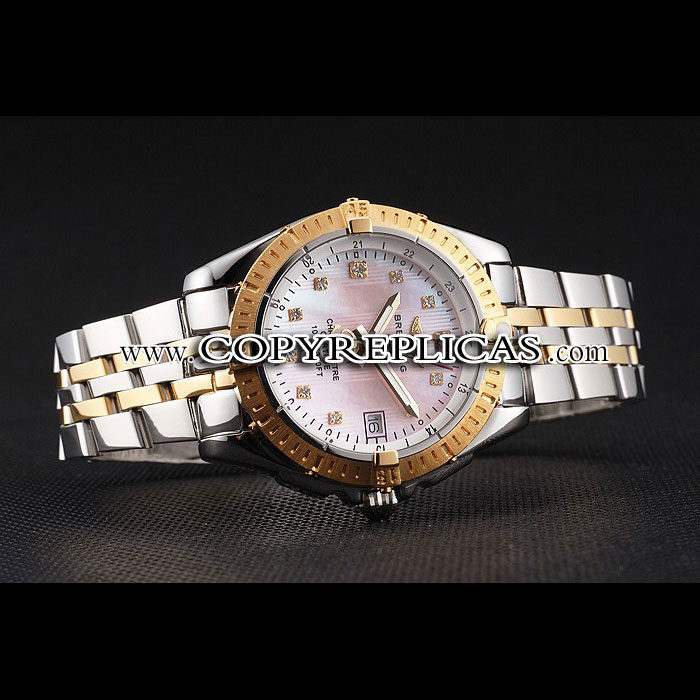 Breitling Colt Lady Pink Dial Diamond Hour Marks Gold Bezel Steel Case Two Tone Bracelet BL5675: Image 3