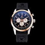 Breitling Transocean Black Dial Black Rubber Strap Rose Gold Bezel BL5670