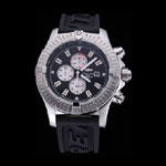 Breitling Chronomat Evolution Black Dial Black Rubber Bracelet BL5679