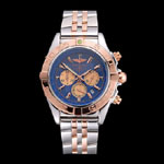 Breitling Chronomat Blue Dial Rose Gold Bezel Subdials Steel Case Two Tone Bracelet BL5681