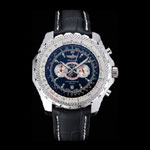 Breitling Bentley Chronograph Black Dial Black Leather Strap BL5728