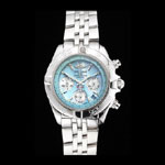 Breitling Chronomat Quartz Light Blue Dial Stainless Steel Case Bracelet BL5736