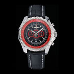 Breilting Bentley Supersports Black Red Dial Black Leather Bracelet BL5749