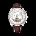Breitling Bentley Mulliner Tourbillon White Dial Stainless Steel Case Brown Leather Strap BL5762