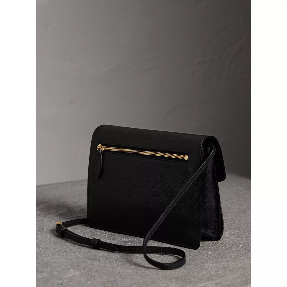 Burberry Small Leather and House Check Crossbody Bag in Black 39808251: Image 2