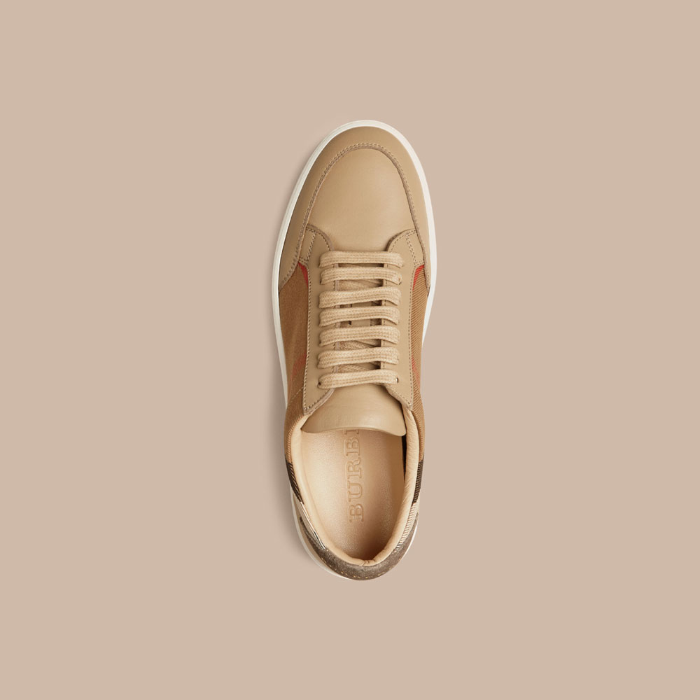 Burberry House Check And Leather Sneakers Check nude 40138381: Image 2