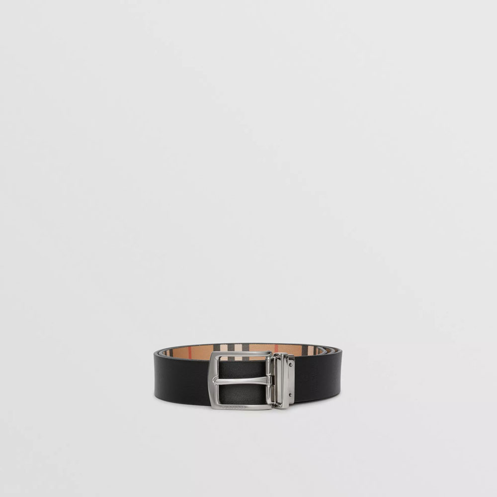 Burberry Reversible Vintage Check Leather Belt in Black 40748261: Image 3