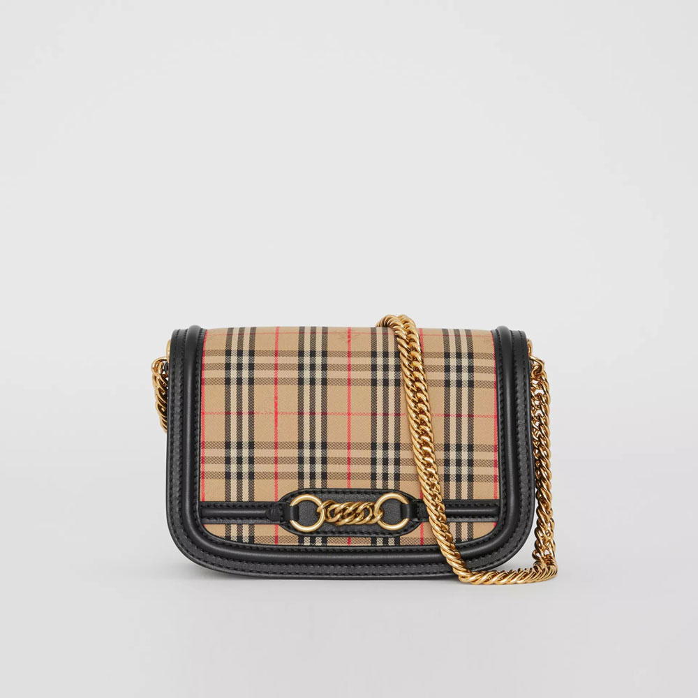 Burberry 1983 Check Link Bag with Leather Trim in Black 40801851: Image 1