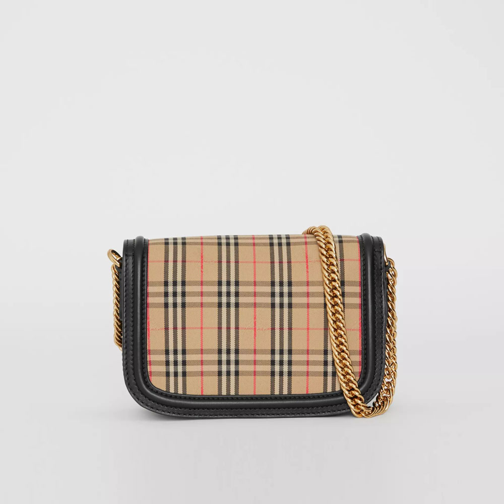 Burberry 1983 Check Link Bag with Leather Trim in Black 40801851: Image 4