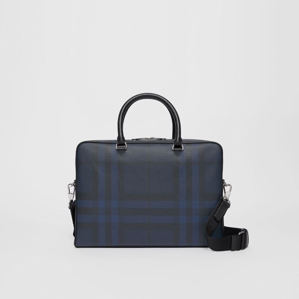Burberry London Check and Leather Briefcase in Navy black 80051591: Image 1