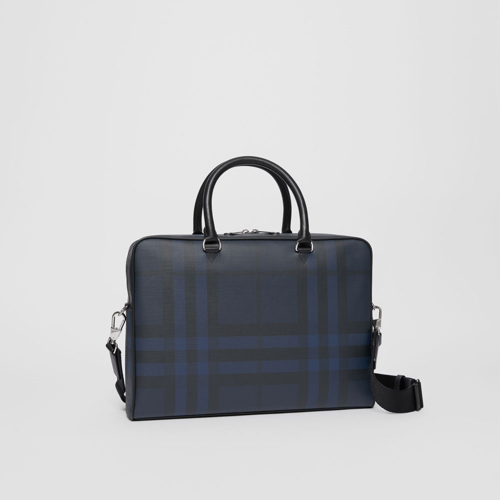 Burberry London Check and Leather Briefcase in Navy black 80051591: Image 3