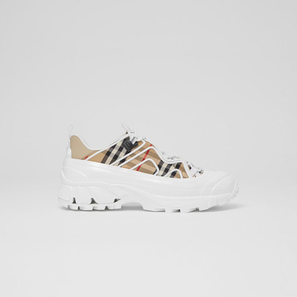 Burberry Vintage Check Cotton and Leather Arthur Sneakers 80372541: Image 1