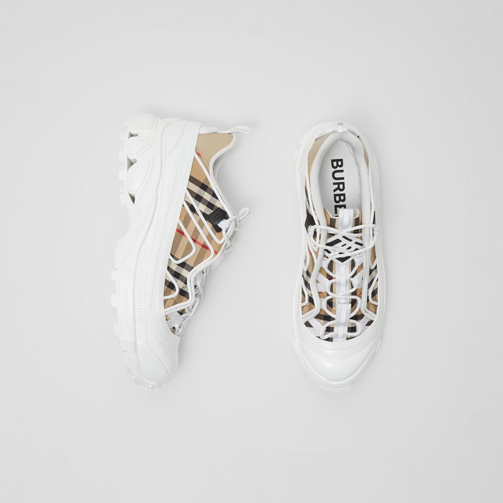 Burberry Vintage Check Cotton and Leather Arthur Sneakers 80372541: Image 2