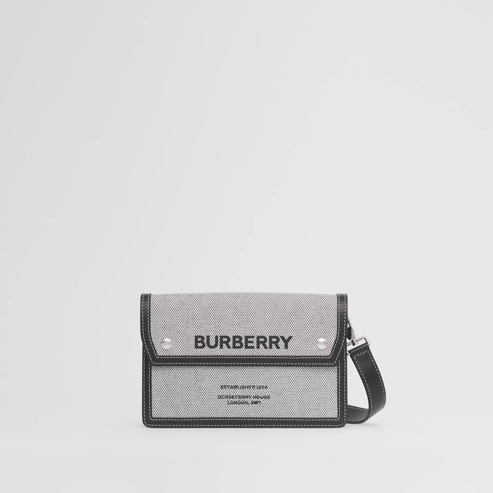 Burberry Horseferry Print Canvas and Leather Crossbody Bag in Black 80383301: Image 1