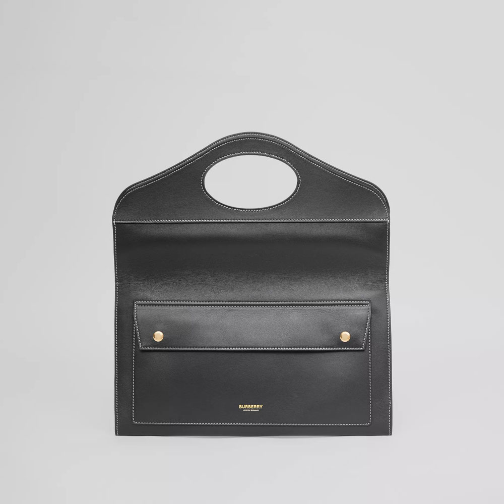 Burberry Small Topstitched Leather Pocket Clutch in Black 80412511: Image 2