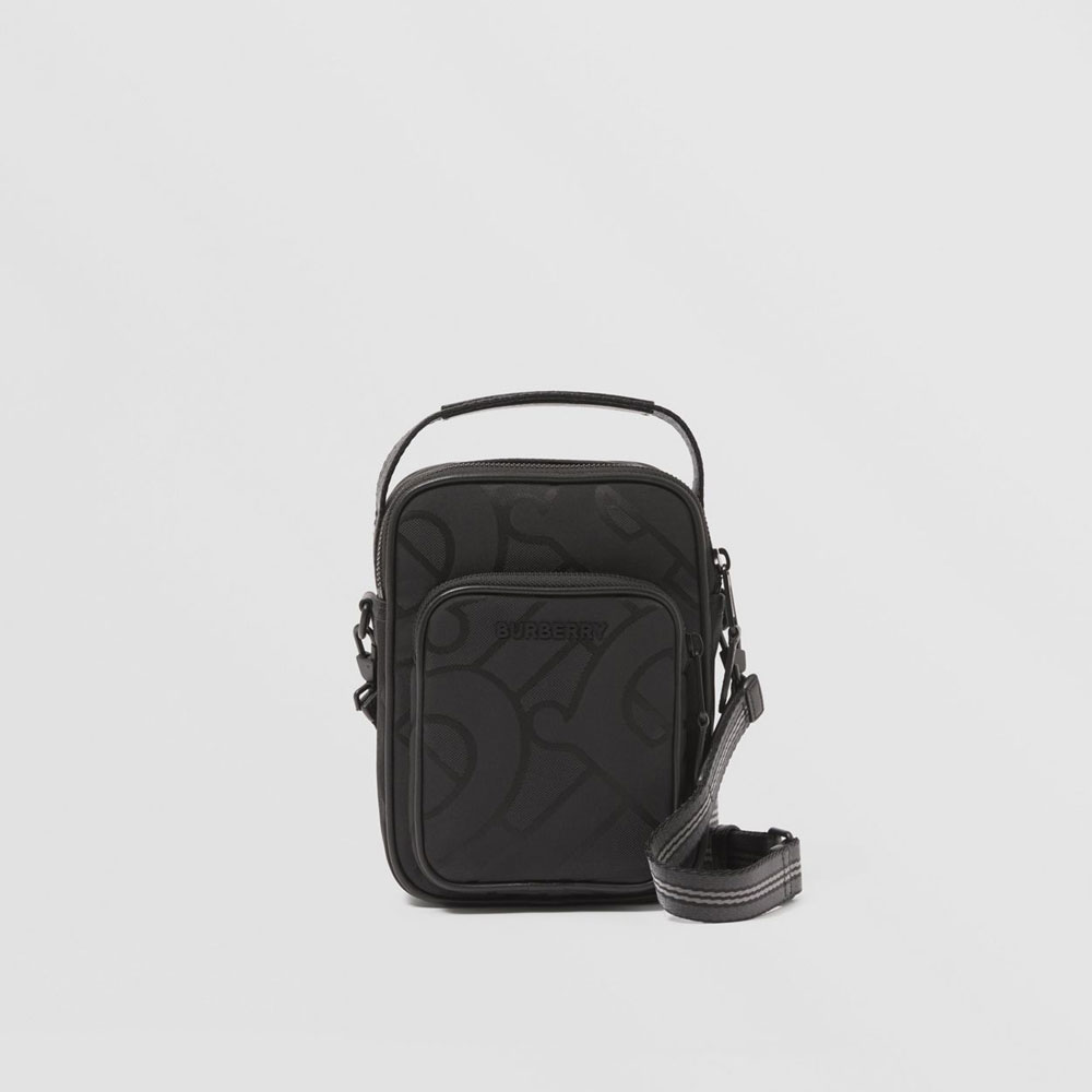 Burberry Monogram Jacquard Crossbody Bag in Black 80430881: Image 1