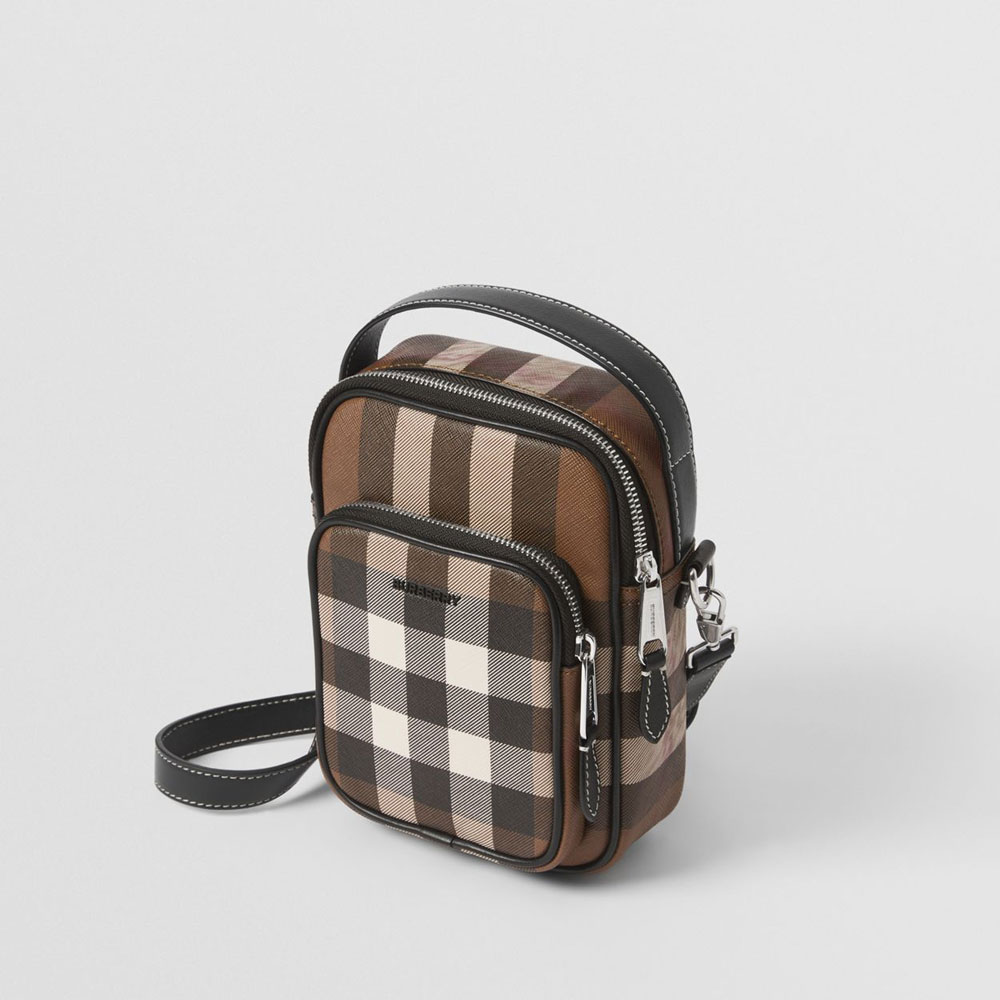Burberry Check and Leather Crossbody Bag in Dark Birch Brown 80491181: Image 2