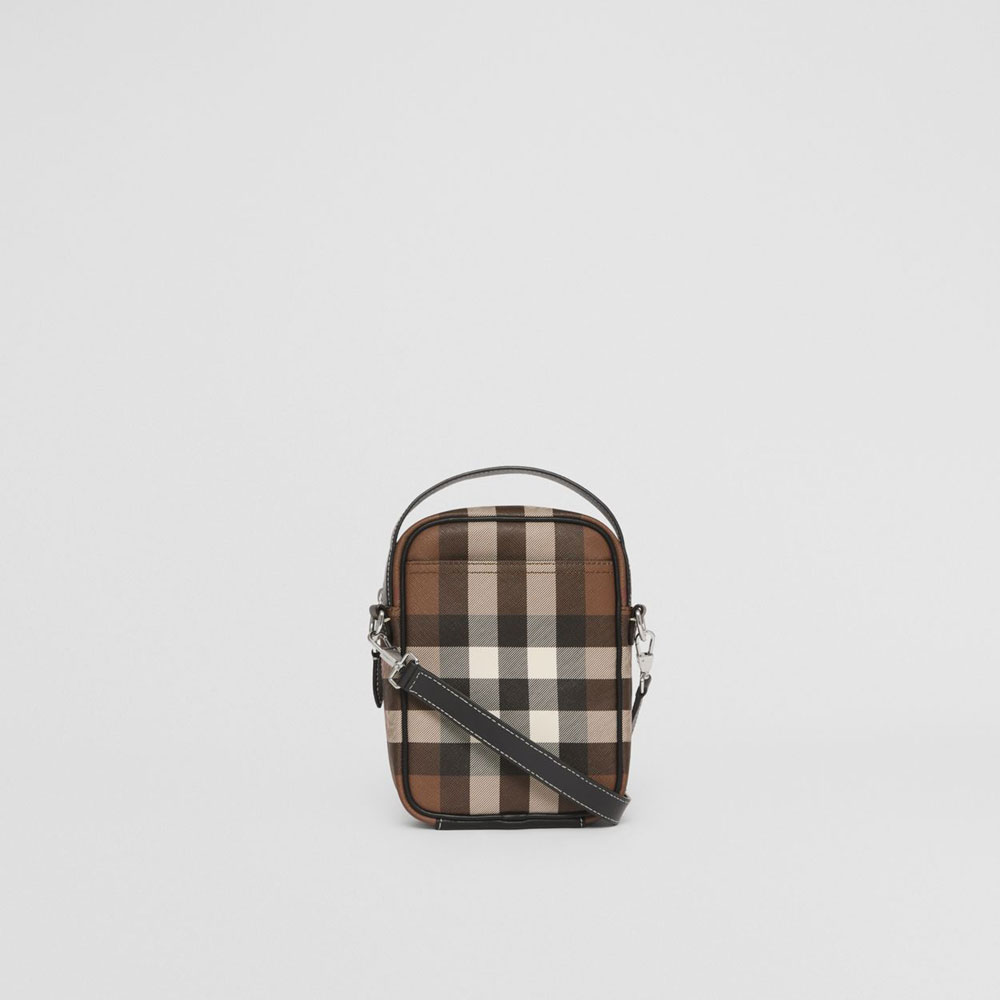 Burberry Check and Leather Crossbody Bag in Dark Birch Brown 80491181: Image 3