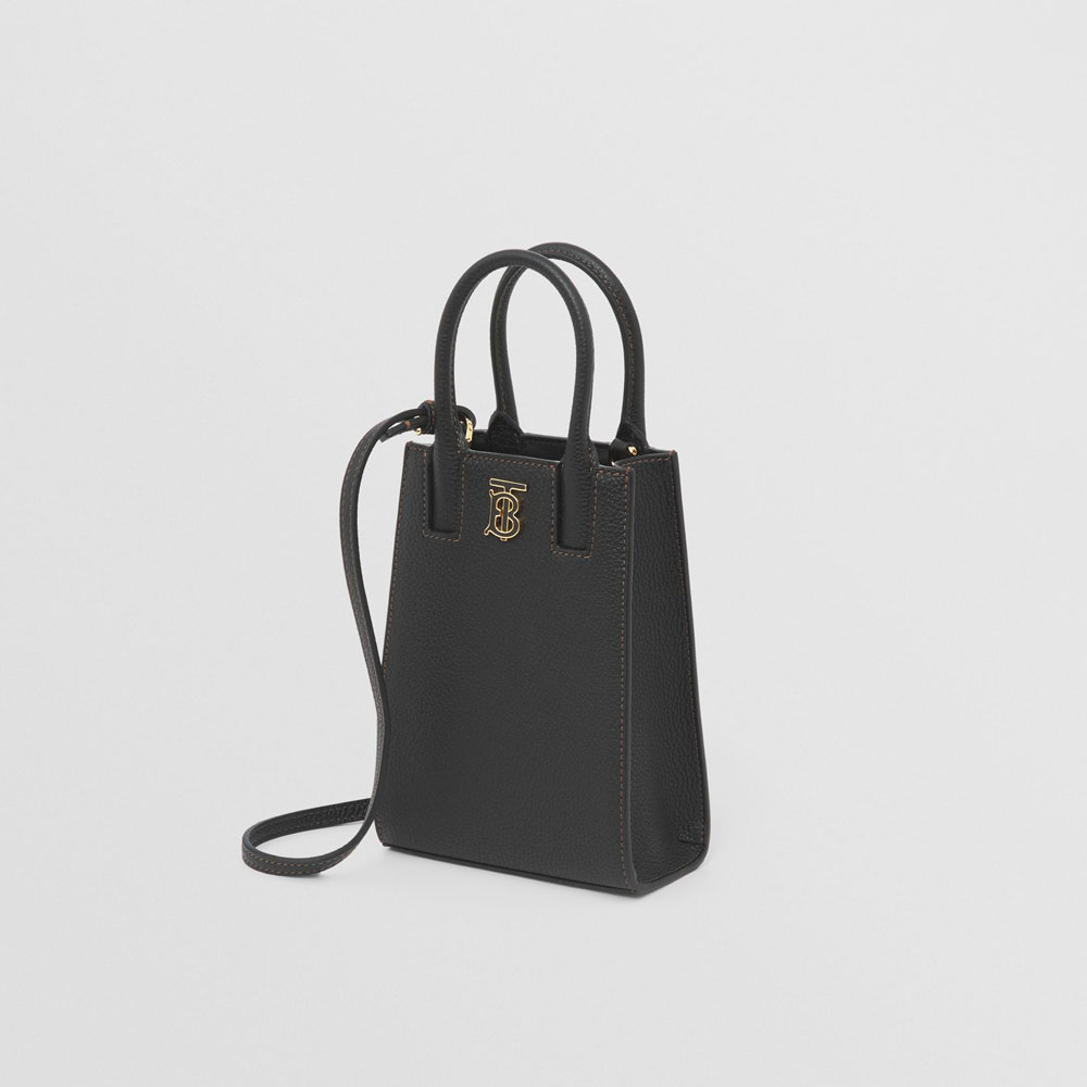 Burberry Grainy Leather Micro Frances Tote in Black 80523051: Image 2