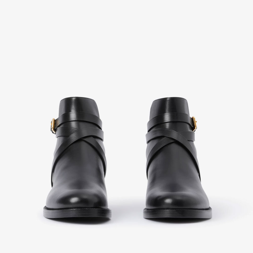 Burberry House Check and Leather Ankle Boots Black 80568191: Image 2