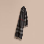 Burberry Giant Exploded Check Cashmere Scarf Charcoal 39576691