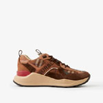 Burberry Check and Suede Sneakers in Dark Birch Brown 80592561