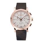 Burberry The City Classic Chronograph Silver Dial Smoked Trench Bracelet BB5807