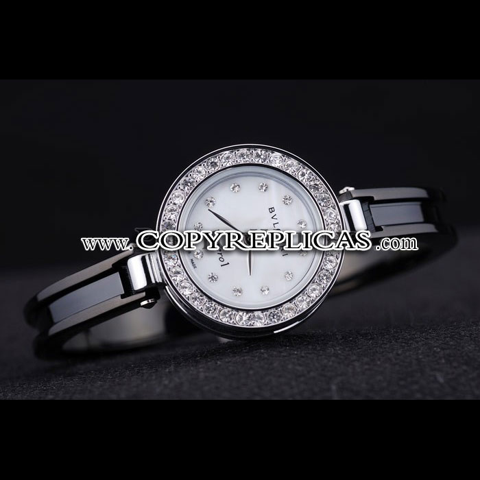 Bvlgari B-ZERO1 24mm White Dial Stainless Steel Case With Diamonds Black Steel Bracelet BV5838: Image 2