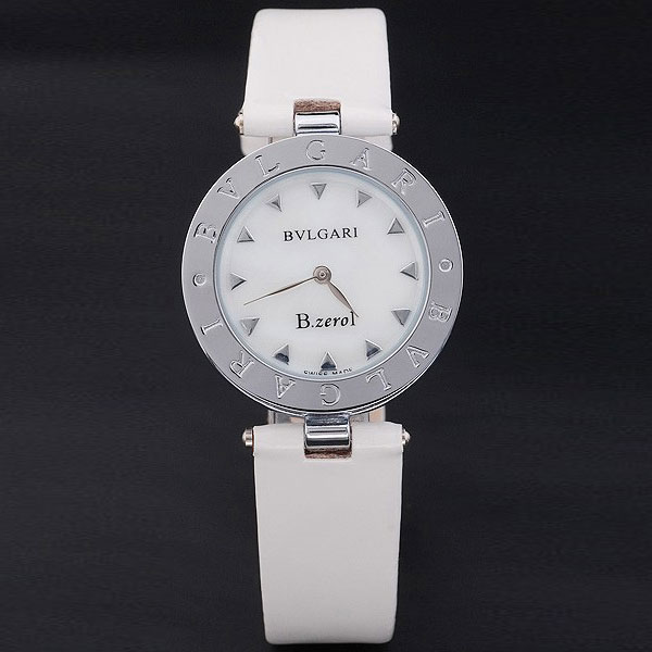 Bvlgari B-ZERO1 25mm White Dial Stainless Steel Case And Bezel White Leather Bracelet BV5853: Image 1