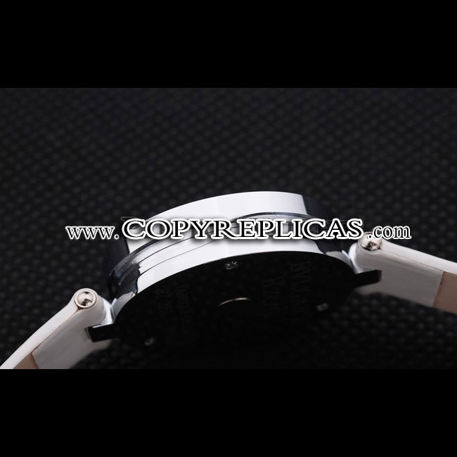 Bvlgari B-ZERO1 25mm White Dial Stainless Steel Case And Bezel White Leather Bracelet BV5853: Image 2