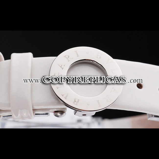 Bvlgari B-ZERO1 25mm White Dial Stainless Steel Case And Bezel White Leather Bracelet BV5853: Image 4