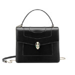 Bvlgari Serpenti Forever flap cover bag in black calf leather 39780