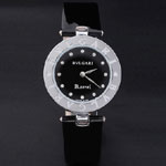 Bvlgari B-ZERO1 25mm Black Dial Stainless Steel Case Black Bezel Black Leather Bracelet BV5808