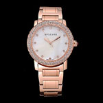 Bvlgari Solotempo White Dial Diamond Bezel Rose Gold Case And Bracelet BV5819