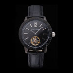 Bvlgari Tourbillon Black Dial Black Case Black Leather Strap BV5827