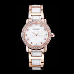 Bvlgari Bvlgari White Pearl Diamond Hourmarks Dial Gold Diamond Bezel Two Tone Bracelet BV5829