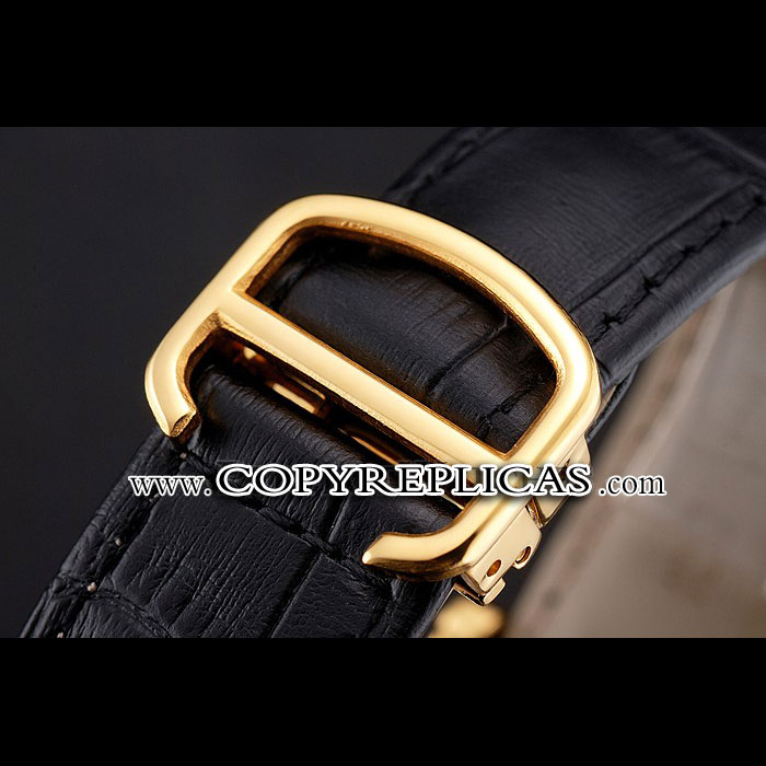 Swiss Cartier Rotonde Annual Calendar Black Dial Gold Case Black Leather Strap CTR6041: Image 4