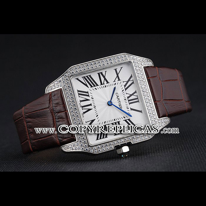 Cartier Santos 100 Diamond Silver Bezel CTR6056: Image 2