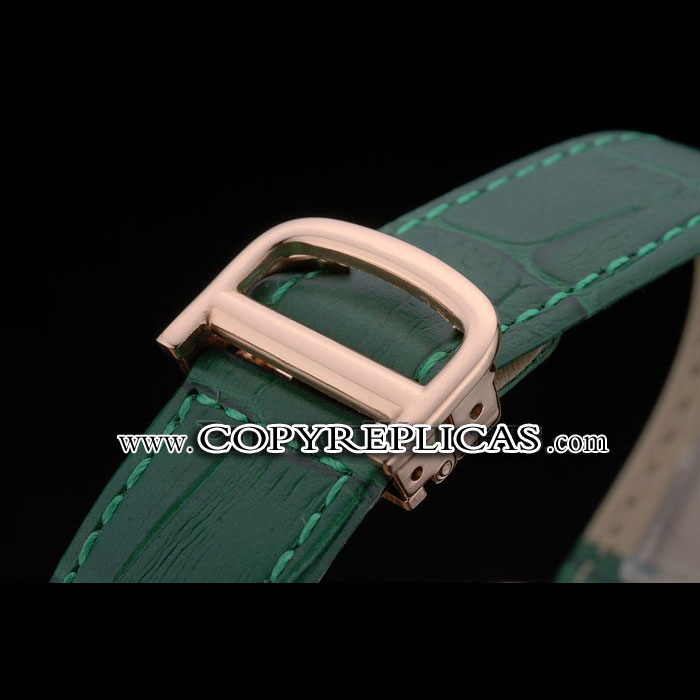 Cartier Tank Anglaise 30mm White Dial Gold Case Green Leather Bracelet CTR6106: Image 3