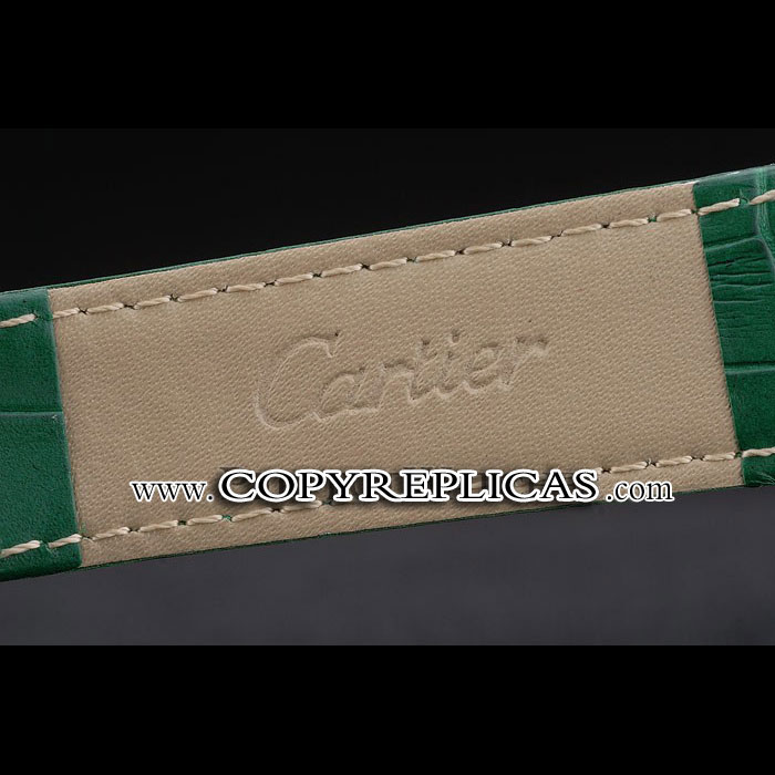 Cartier Tank Anglaise 30mm White Dial Gold Case Green Leather Bracelet CTR6106: Image 4