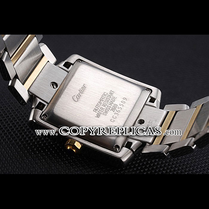 Swiss Cartier Tank Francaise Steel Case White Dial Roman Numerals Two Tone Bracelet CTR6114: Image 3