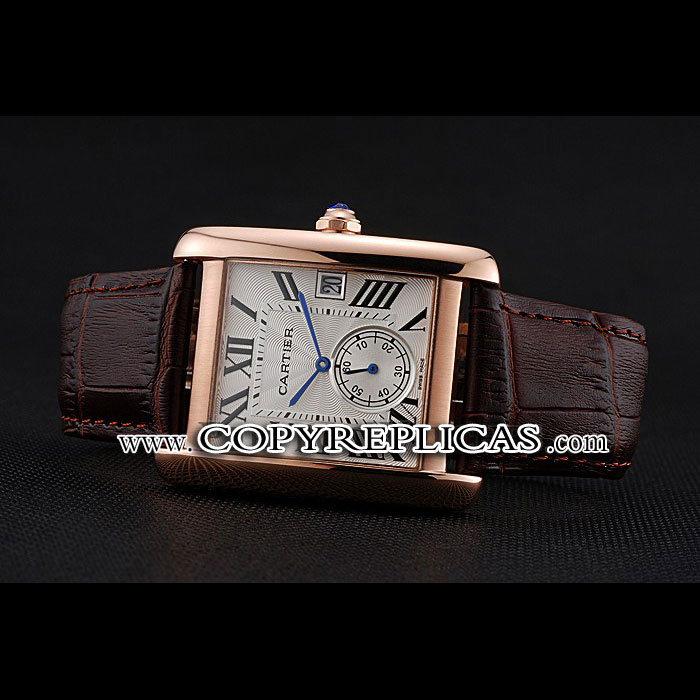 Cartier Tank MC White Dial Gold Case Brown Leather Strap CTR6115: Image 2