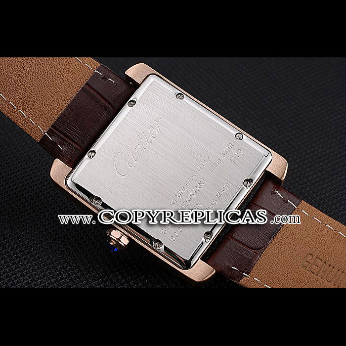 Cartier Tank MC White Dial Gold Case Brown Leather Strap CTR6115: Image 3